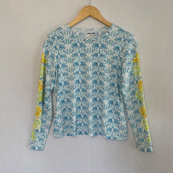 Lands’ End Long Sleeve Water Shirt Rashguard Lemons & Limes Size Small - Picture 6 of 6